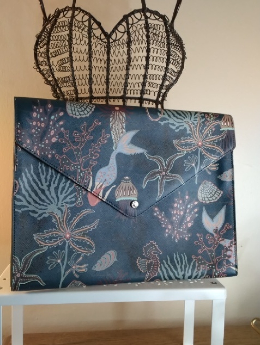Blue Ocean Print Envelope Clutch